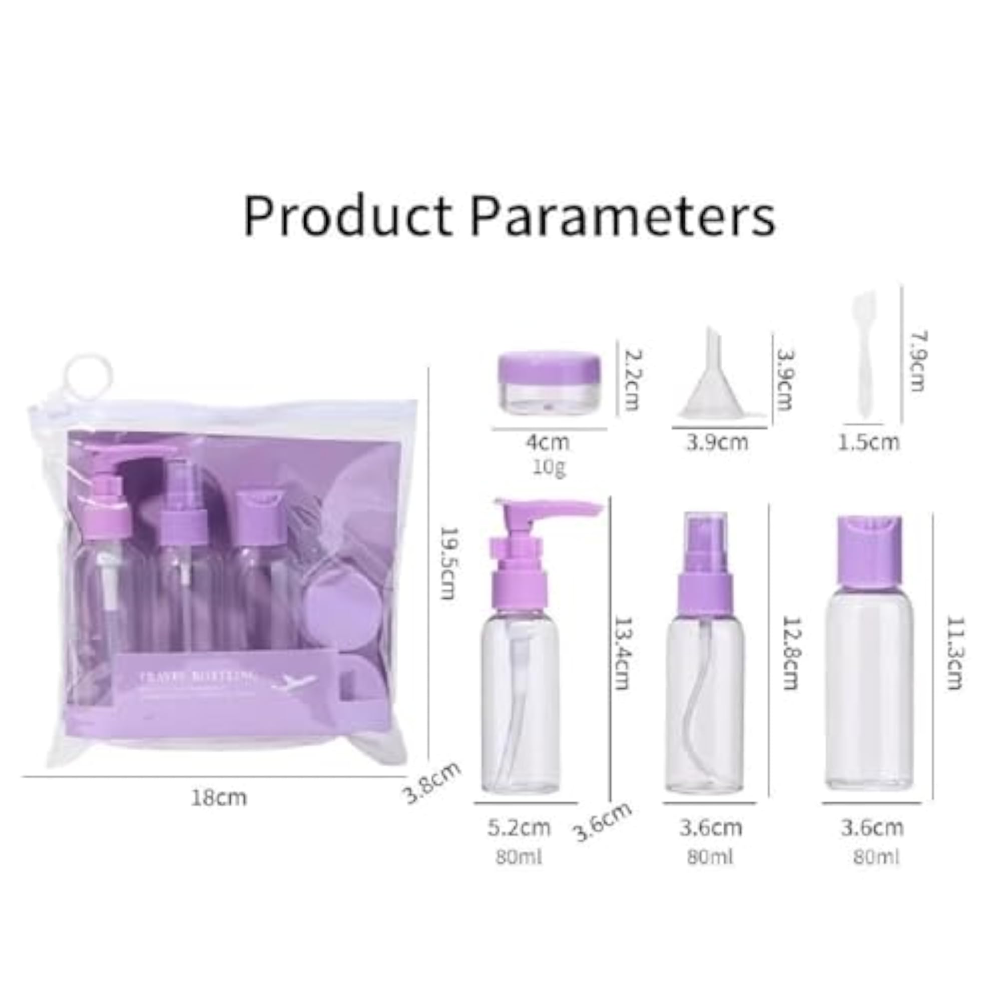 Manitoba Travel Bottle Kit with Pouch, Refillable Toiletry Set
